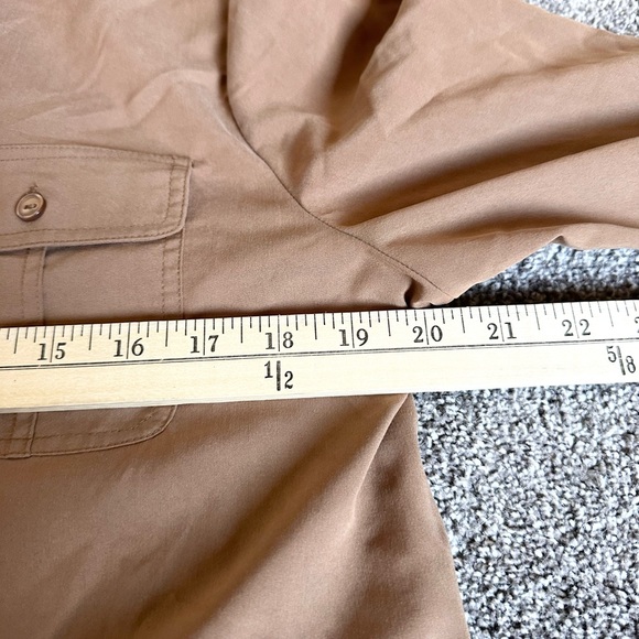 Chicos Size One Brown Button Up Long Sleeve Shirt - Picture 5 of 8